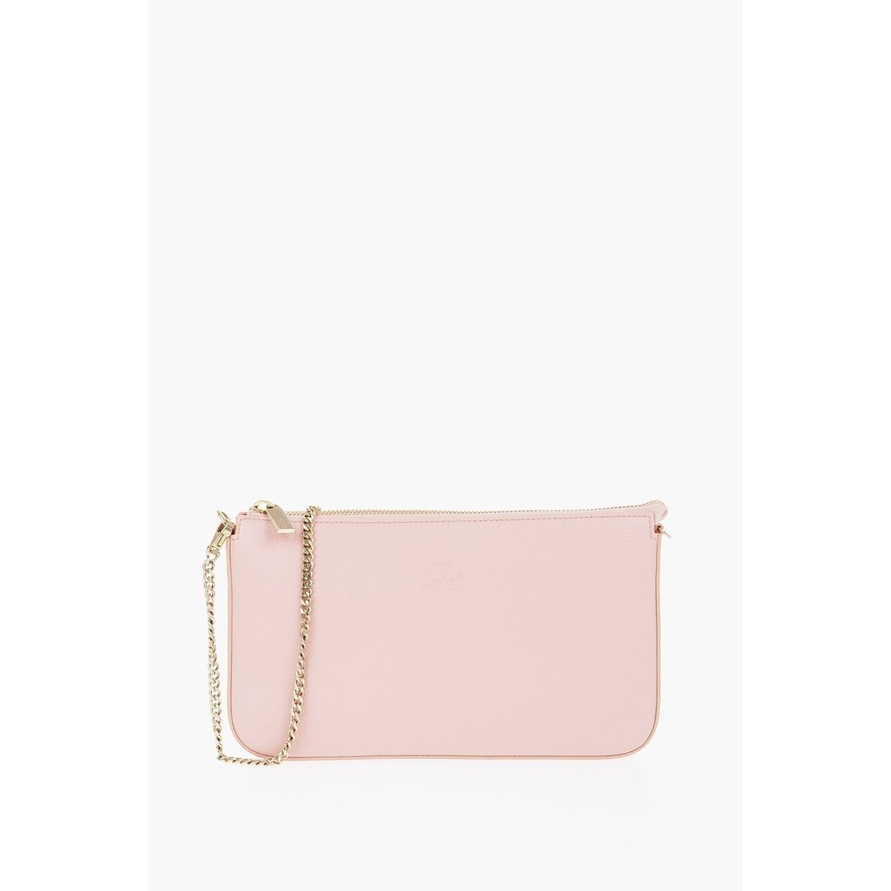 Christian Louboutin Clutch Bag Leather Pouch Chain Cream